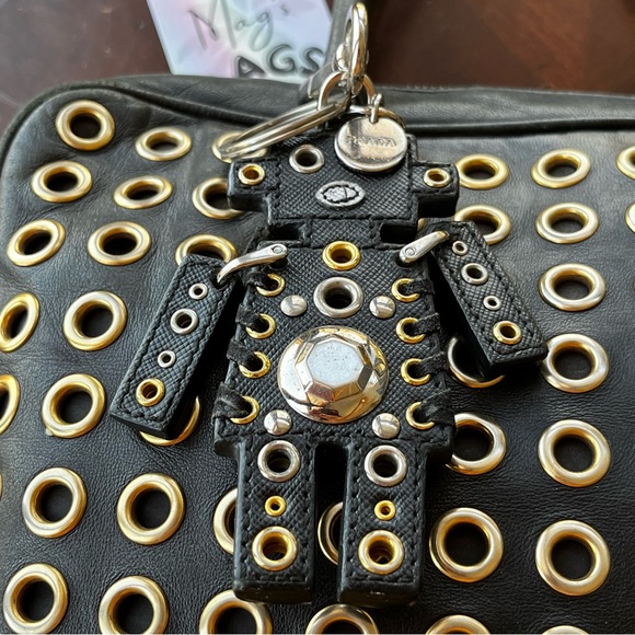 Prada: Grommet Robot Keychain with Lock & Key Tote Bag *RARE* - Picture 6 of 16